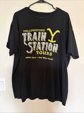 Black Graphic Tee with Subtle White Logo at Neck